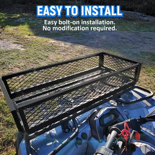 ECOTRIC Universal Front Cargo Basket Compatible with UTV ATV Drop Storage Luggage Basket Mesh Rack Cargo