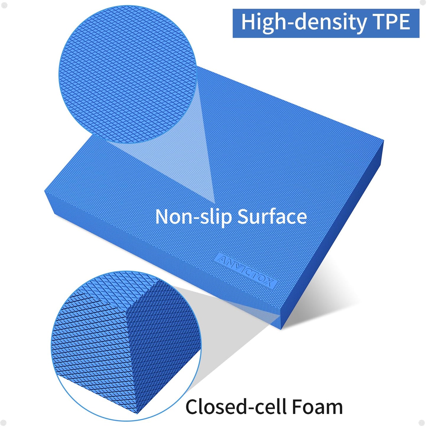 ANVICTOX Balance Pad 19.8 * 15.7 * 2.4",XL Balance Pad for Physical Therapy,Extra Large Foam Balance Board Stability Pad for Rehabilitation Core Training Stretching Mobility (Blue-TPE)