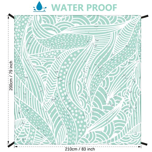 HIHOHO Beach Blanket Waterproof Sandproof Beach Mat for 1-8 Adults Quick Drying Durable Outdoor Picnic Mat for Beach Festival Travel Camping Hiking (LBL-Ripple, 79"×83"(4 Person))