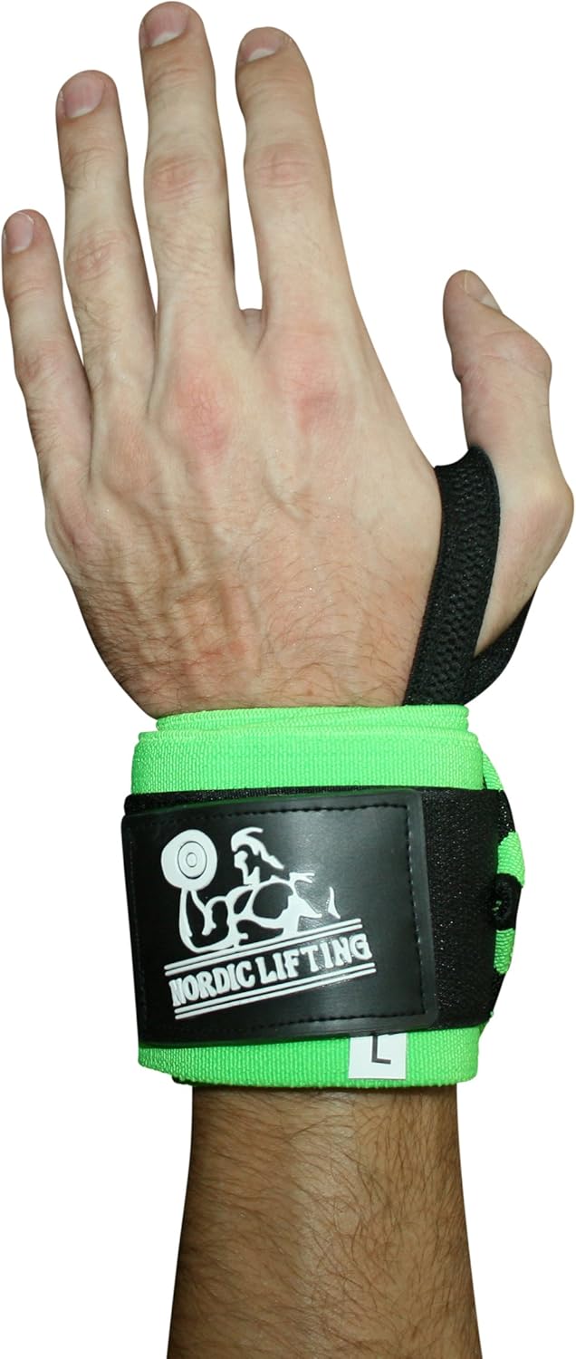 Nordic Lifting Wrist Wraps Super Heavy Duty (1 Pair/2 Wraps) 24" Support for Weight Lifting | Powerlifting | Gym | Cross Training- Weightlifting Thumb Loop - Men & Women