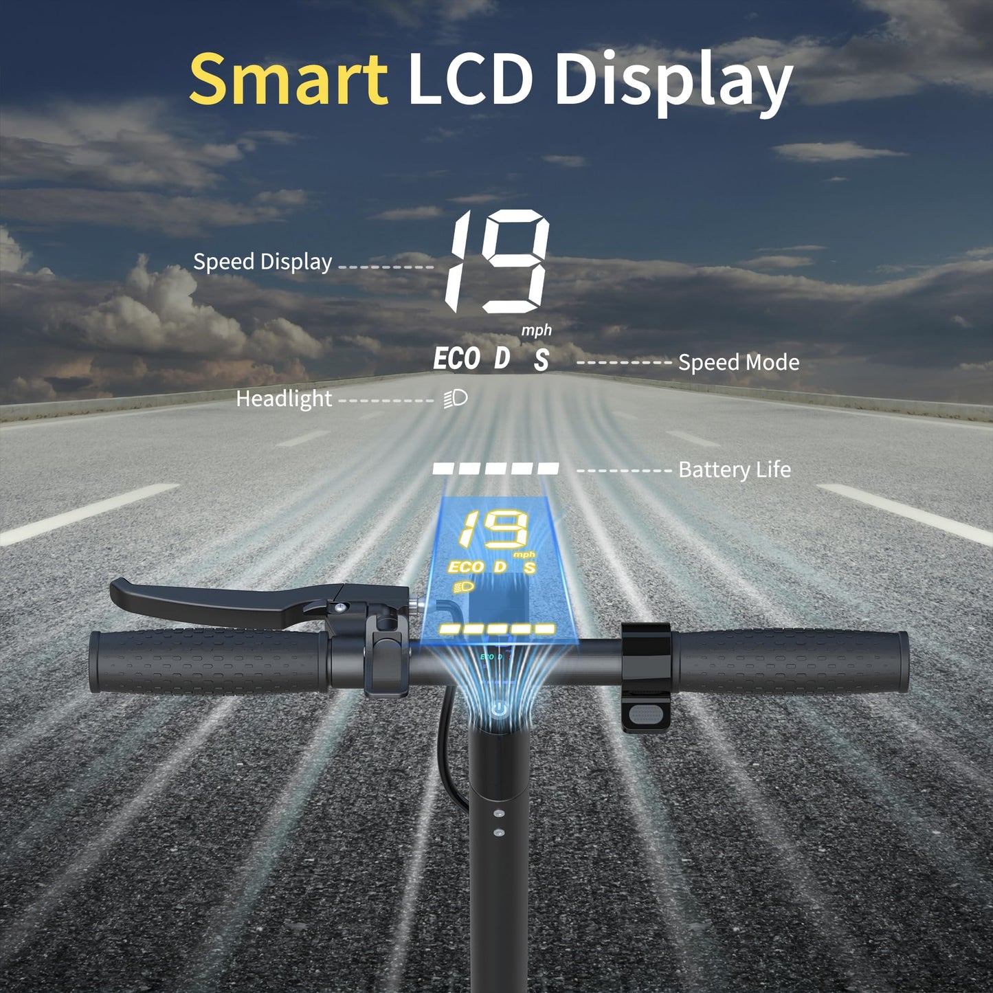 NAVIC Electric Scooter, Folding E Scooter for Adults with Seat, 8.5" Solid Tires, 350W Motor, Max Speed Up to 16MPH, 21 Miles Long-Range, Portable Commuting Scooter with Double Braking, APP