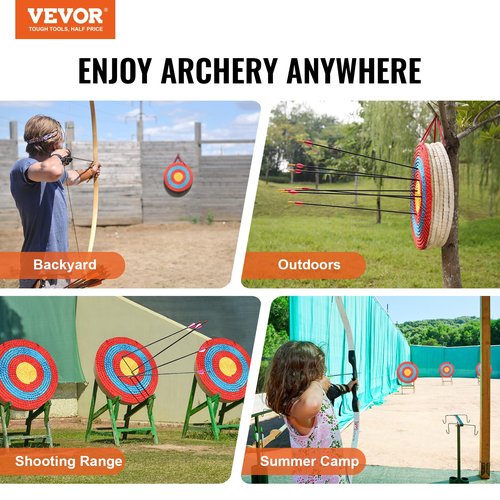 VEVOR Straw Archery Targets, 20" Round, 5 Layers, Deep Red, Traditional Solid, Coloured Rope, Archery Target Shooting Bow, Hand-Made Arrows Target