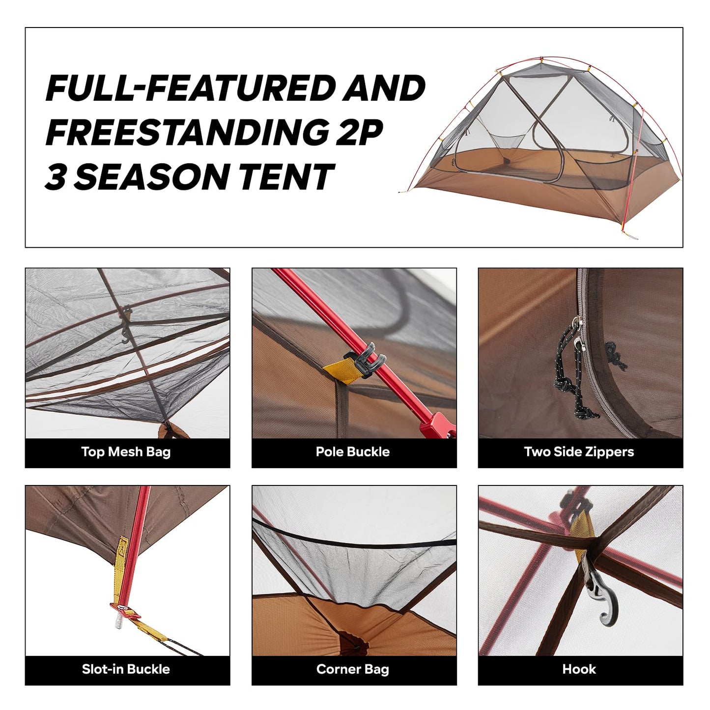 Fire-Maple Tropics Freestanding 2P Backpacking Tent - Lightweight, Waterproof, 3-Season Tent with Spacious Interior and Easy Setup - Perfect for 2 Adults, Camping, Hiking, and Outdoor Adventures.