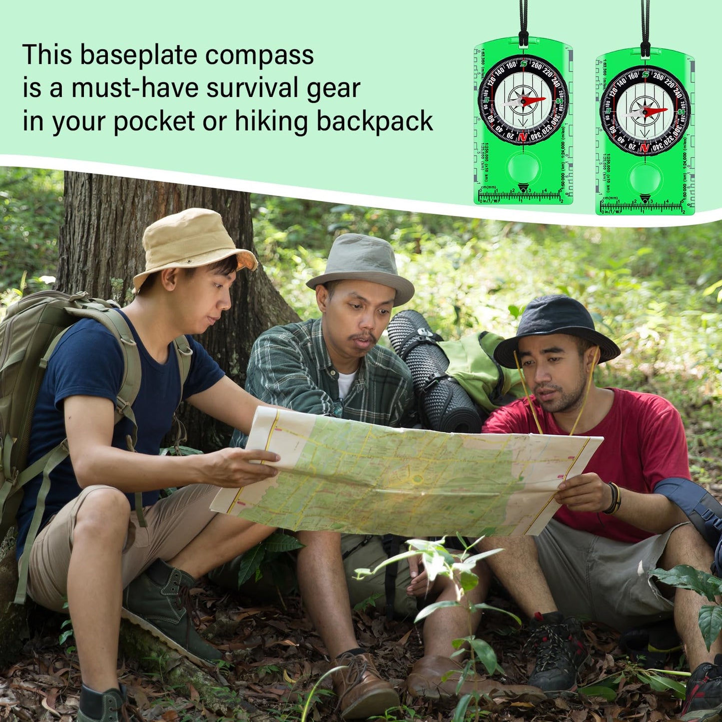 Geiserailie 20 Pcs Acrylic Orienteering Hiking Compass Navigation Backpacking Professional Compass Children Boy Map Reading for Survival Outdoor Exploring, Green