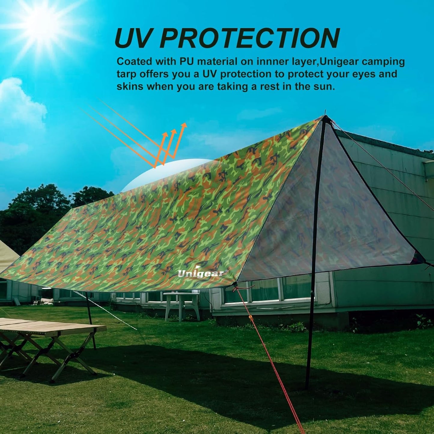 Unigear Hammock Rain Fly, 16.4/14.4/13/10ft Camping Tarp, UV Protection & Waterproof & Lightweight for Camping, Backpacking and Outdoor Adventure (Brown,10 * 10ft)