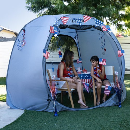 Leedor 10' x 10' Decor Tent Event Tent Pop Up Outdoor Tent Canopy Parties，Four Season Tent Hexagon Patio Tent，UPF 50+ Backyard Family Tent，Lightweight，Easy Setup(Gray，Not Waterproof) (9220G6)