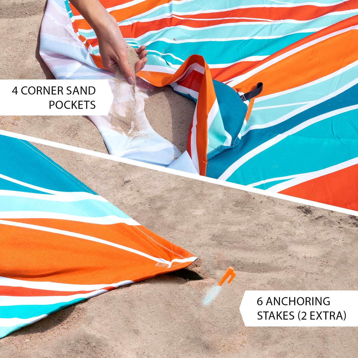 Everlasting Comfort Beach Blanket Bundle - Enjoy Sunny Days with Large, Sandproof Mats for Picnics and Beach Trips - Fits up to 10 Individuals