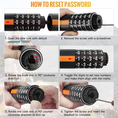 HiiPeak Bike Lock, 5-Digit Resettable Combination, Heavy Duty Bicycle Chain Lock, High-Security Cycling Locks Anti-Theft Lock Chain for Bike Motorcycle, Gate, Fence, Grill (940mm x 7mm)