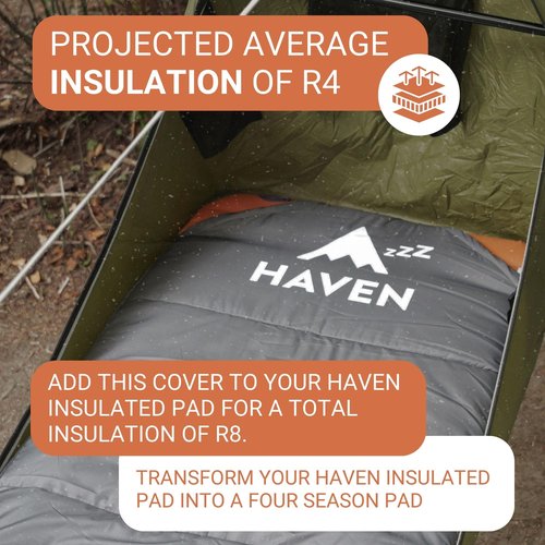 Haven Insulated Pad Cover - Hammock Accessories for Insulated Hammock Pad - Camping Hammock Sleeping Pad Accessories - Second Gen (Standard Size)(Pad Not Included) (XL/Safari Size 80L x 30W)
