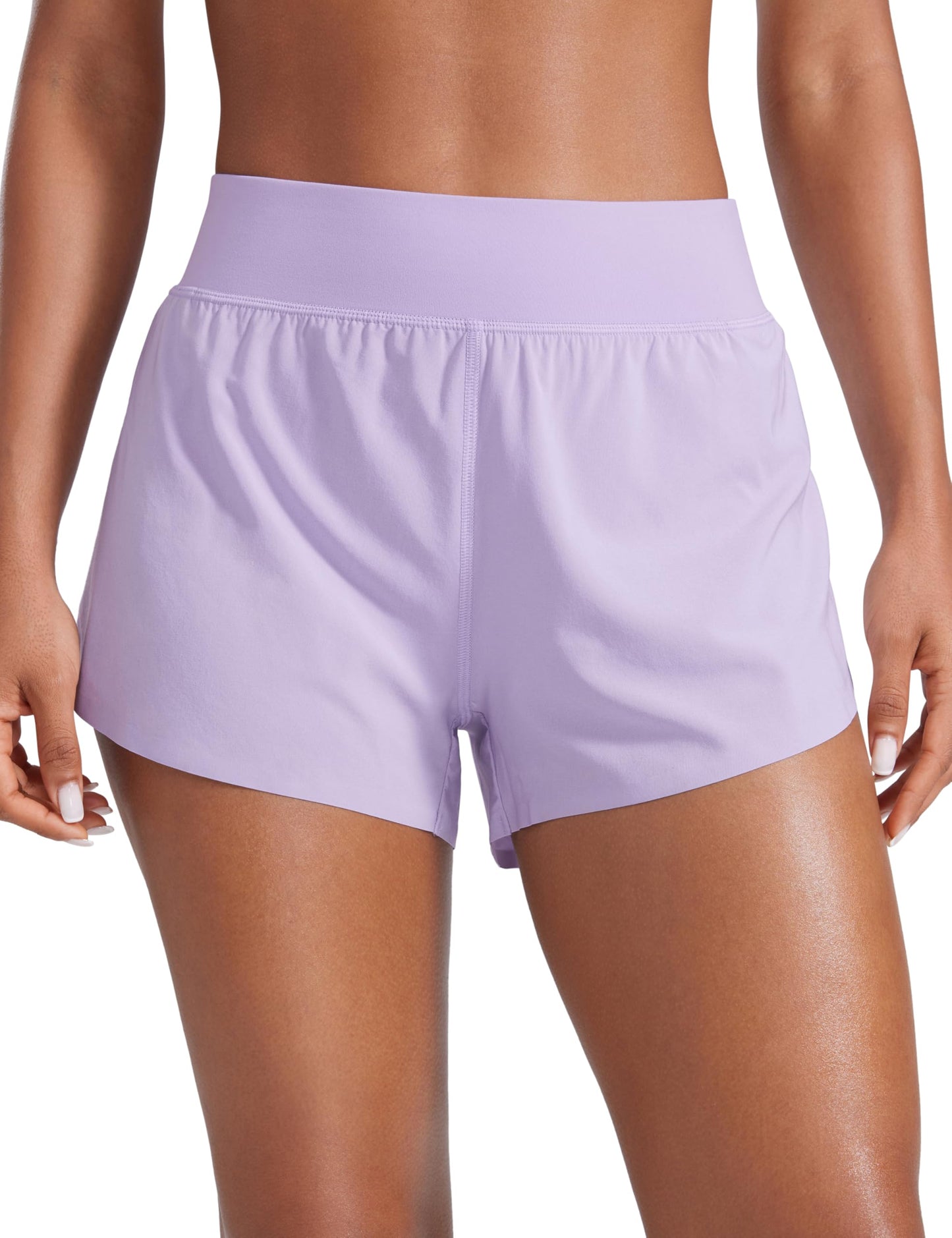 CRZ YOGA High Waisted Split Running Shorts for Women 3" - Comfy Mesh Liner for Workout Athletic GymTrack Quick Dry Lilac Air XX-Small