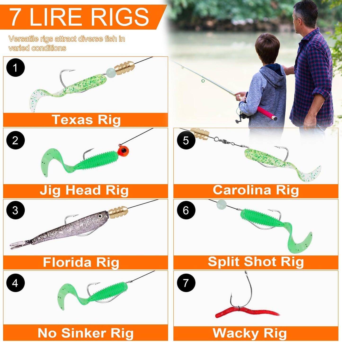 Fishing Lures Kit for Freshwater Tackle Box Kit for Bass Trout, Fathers Day Dad Gifts for Men Dad Husband Boys Beginner, Bait & Other Accessories Fishing Gear Gifts Ideas 105pcs Black