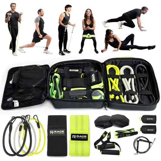 Ex Kit Home Gym Equipment with Carry Bag - 10Pcs Resistance Bands Kit with Handles, Door Anchor, Jump Rope, Booty Bands & More – Full Body Workout Bands Set for Strength, Cardio & Flexibility