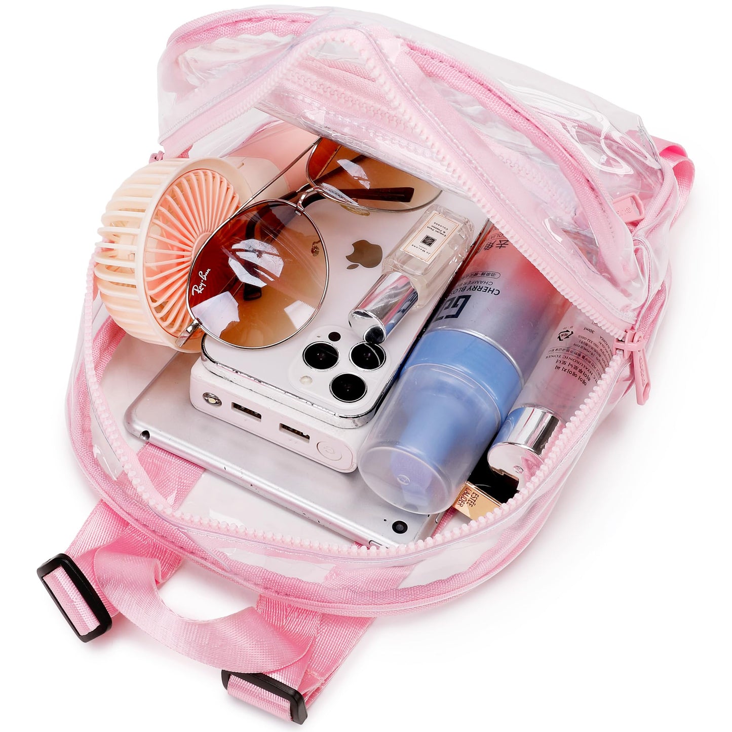 abshoo Clear Mini Backpack for Stadium Events Approved See Through Bag Transparent Backpacks for Girls Women (Pink)