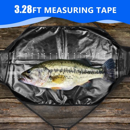 THKFISH Fishing Tournament Weigh in Fish Bag, Fish Weigh Bags Folding Weigh Sling Fish bag Bass Weigh in Bag with Fish Ruler Tournament Fish Bags,47x10.5inch Heavy Duty Fish Transport Bag, Black