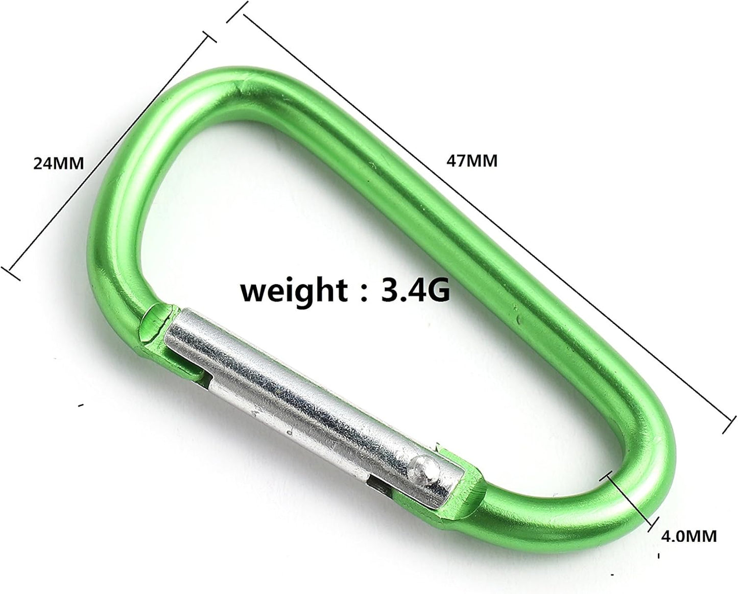 Aluminum Carabiner D Shape Buckle Pack, Keychain Clip, Spring Snap Key Chain Clip Hook Screw Gate Buckle 20Pcs