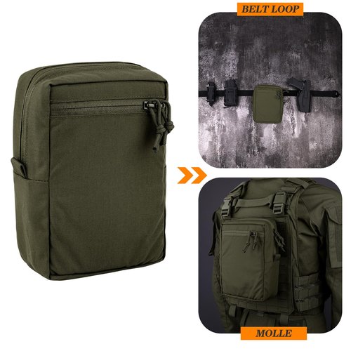 Tactical Gp Pouch, Molle General Purpose Expanded Storage Tall Bags Large Utility Nylon Bag for Duty Belt and Vest