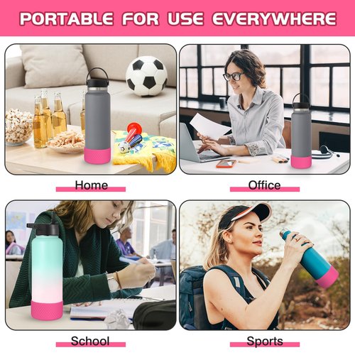 WUQID Heart Shaped Texture Silicone Boot Compatible with Stanle Quencher H2.0 & IceFlow Flip 20oz 30oz 40oz and Hydro Sport Flask 12-24oz, Anti-Slip Bottle Bottom Sleeve Cover