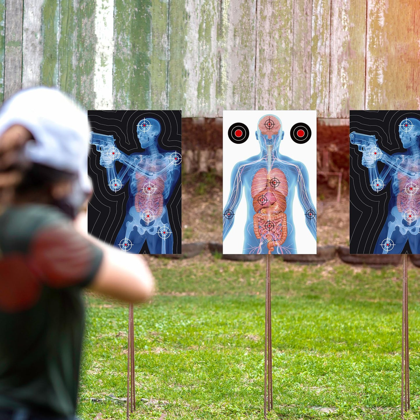 Hollowfly 50 Pack 23 x 35 Inch Shooting Range Targets Anatomical Paper Silhouette Paper Shooting Targets Human Silhouette Targeting X-Ray Skeleton Designs Anatomical for Practice