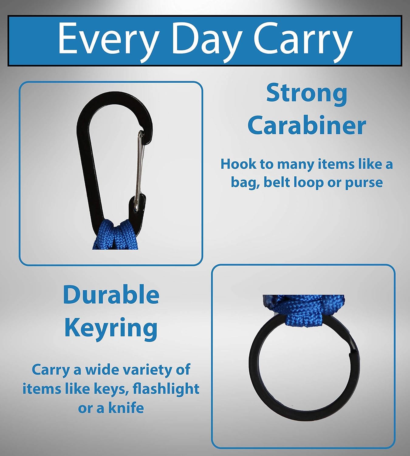 Paracord Lanyard Keychain with Carabiner Hook and Key ring
