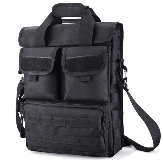 FRTKK Tactical Messenger Bag Military MOLLE Sling Shoulder Pack Briefcase Laptop Assault Gear Handbags Utility Carry Satchel (Black, 15.6 inch)