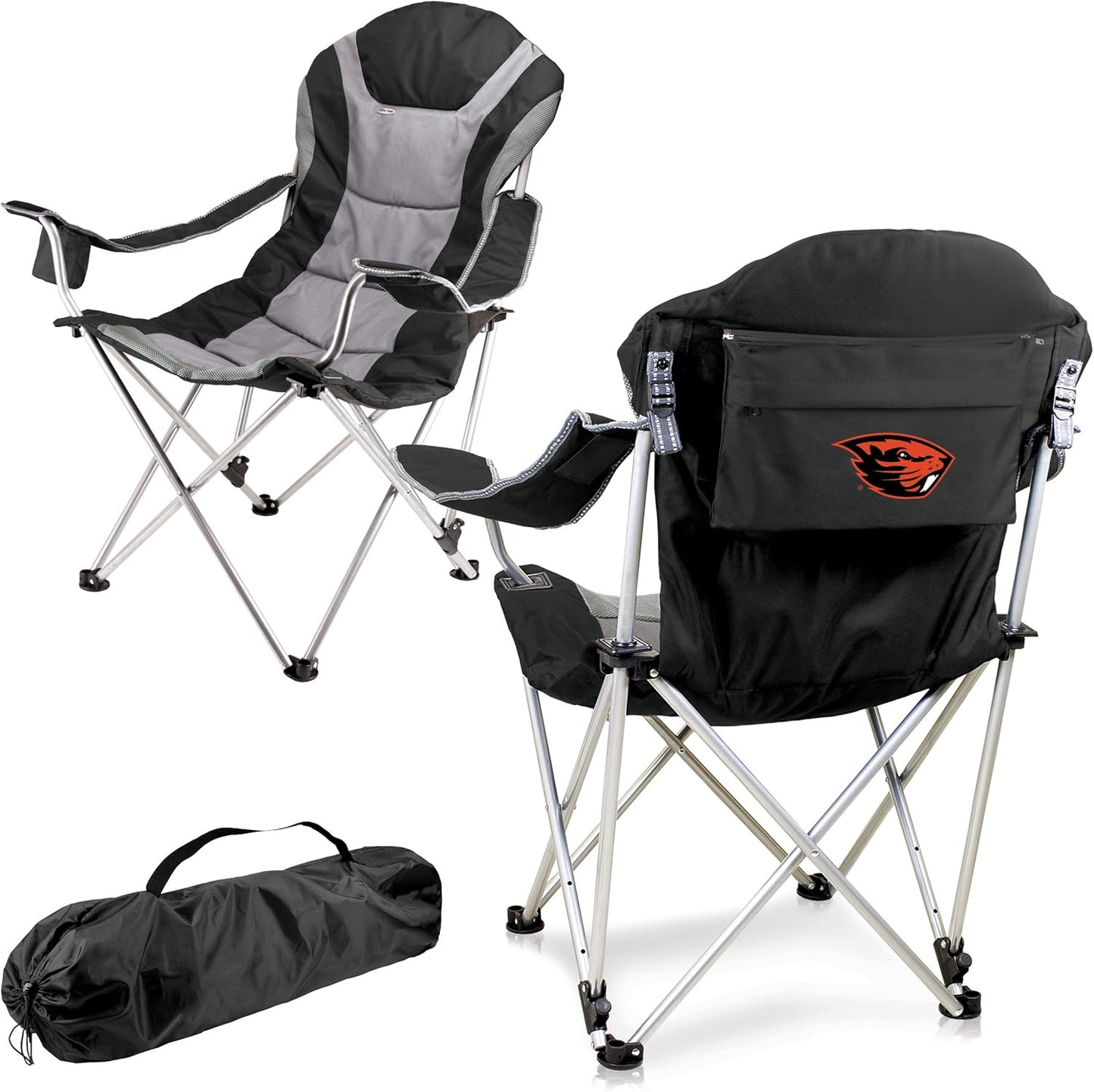 PICNIC TIME NCAA Arkansas Razorbacks Reclining Camp Chair - Beach Chair for Adults - Sports Chair with Carry Bag