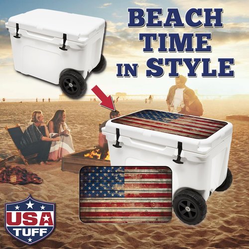 USATuff Vinyl Cooler Lid Kit Compatible with YETI Haul Wheeled Tundra | Easy Peel & Stick Application Cooler Skin Decal Wrap | Durable Pre-Cut Pieces | Made for Outdoor Use - Old Glory Flag Design
