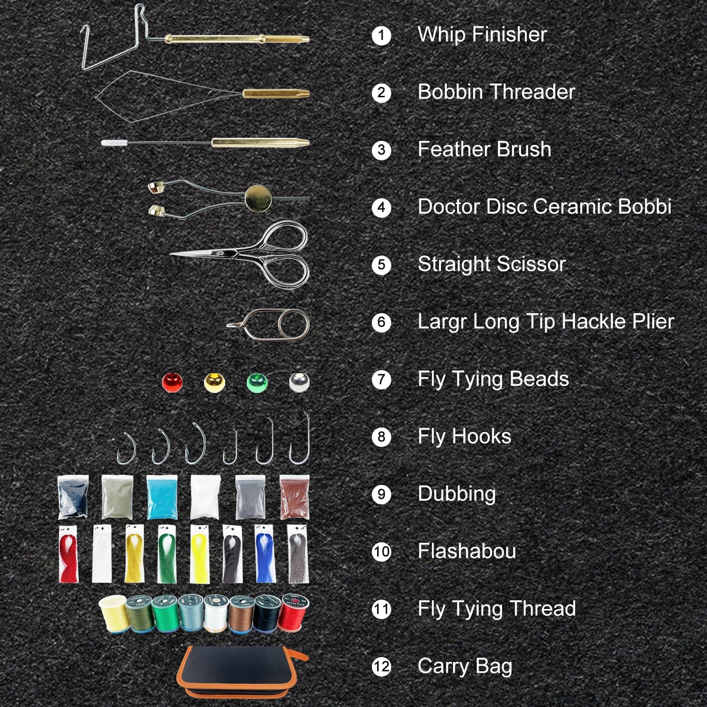 FREE FISHER Fly Tying Kit Material Tools Kit Bobbin Fly Hooks Scissors Fly Beads Threader Needle Whip Finisher Fly Fishing Flies Starter Making Kit 149Pcs with Carry Bag