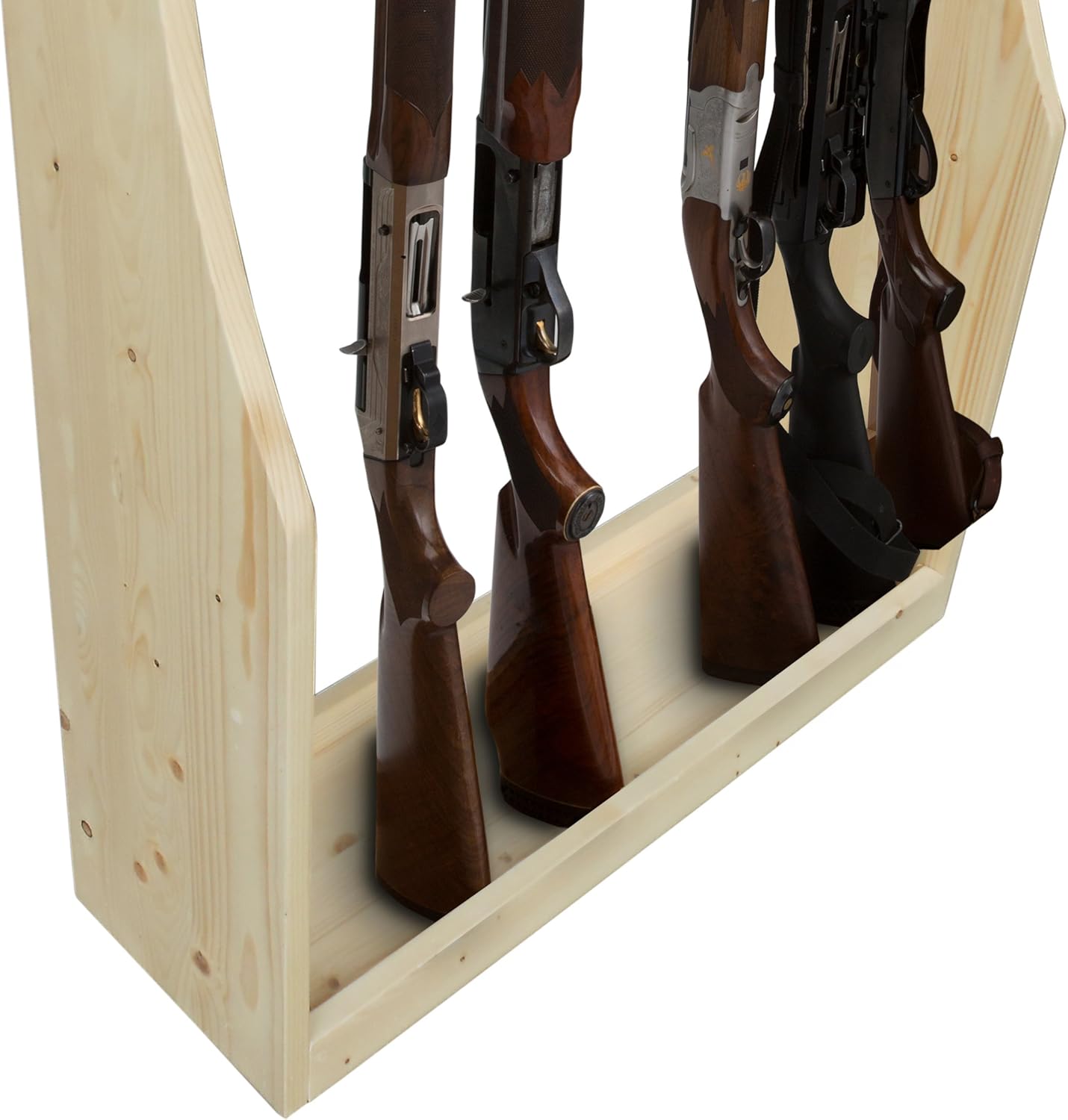 Rush Creek Creations | Freestanding Indoor Gun Rack for Rifles and Shotguns, Gun Holder for 7 Guns, Superb Alternative for a Gun Cabinet or Gun Safe for Rifles and Pistols | Realtree Solid Pine