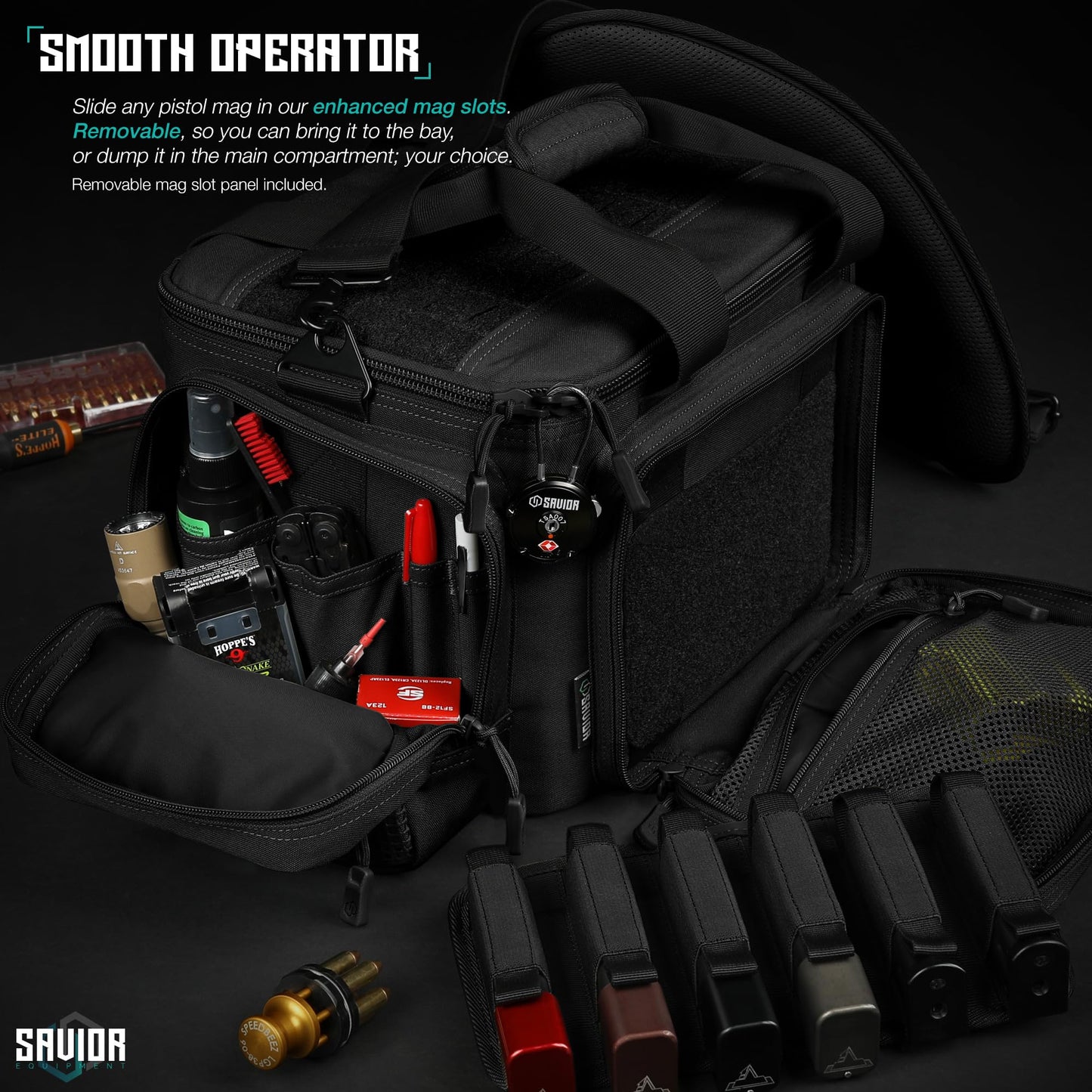 Savior Equipment Specialist Series Tactical Triple Pistol Shooting Range Hunting Duffle Bag Gun Carrying Case, Rigid Compartment Frame, Lockable Zippers, 3 Handgun Sleeves & Shoulder Strap Included