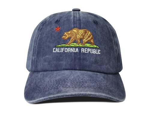 Hepandy California Bear State Flag Baseball Cap for Men Women Girls, Navy Blue Snapback Hat Embroidery Trucker Hats Dad Hat