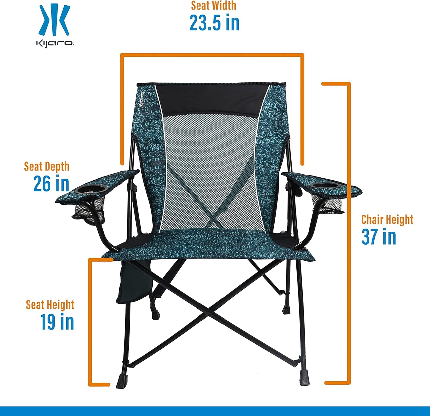 Kijaro Enjoy Versatile Folding Sports, Outdoor Chair & Lawn Chair, Dual Lock Feature, Maldives Blue (Hard Arm)