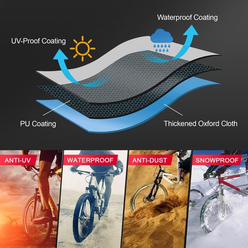Comnova 3 Bike Cover - Outdoor Stationary Waterproof and Heavy Duty 600D Covers, Bicycle eBike, Mountain, Road, Hybrid, Beach Cruiser Storage