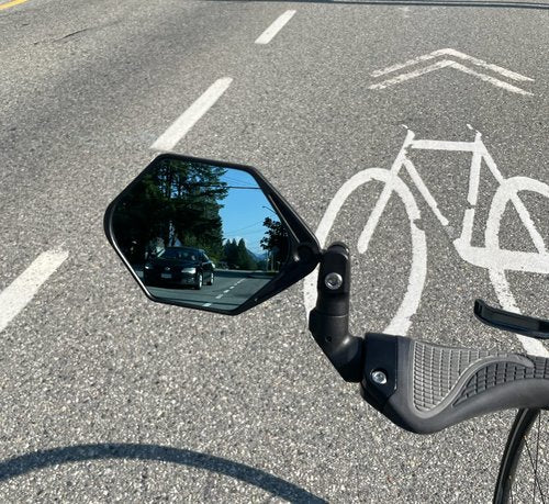 Hafny NEW Bar End E-Bike Mirror, Large Surface Handlebar Bike Mirror, HD Automotive Grade Glass Bicycle Mirror, Safe Blast-Resistance Cycling Mirror (HF-M904-FR08) (Anti-glare Blue Glass)