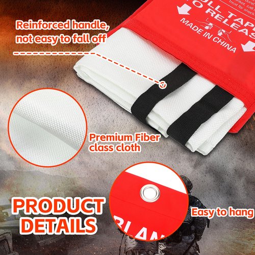Macarrie 30 Pack 39” x 39” Fire Blanket Emergency for Home and Kitchen Safety Suppression Blanket Fiberglass Fireproof Survival for Fireplace Car Office Camping (Red)