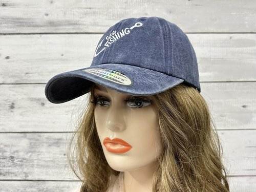 Shenbors Gone Fishing Hat for Men Women, Gifts for Grandpa Uncle Daddy, Navy Blue Bass Fish Lover Baseball Cap Hook Snapback Hat