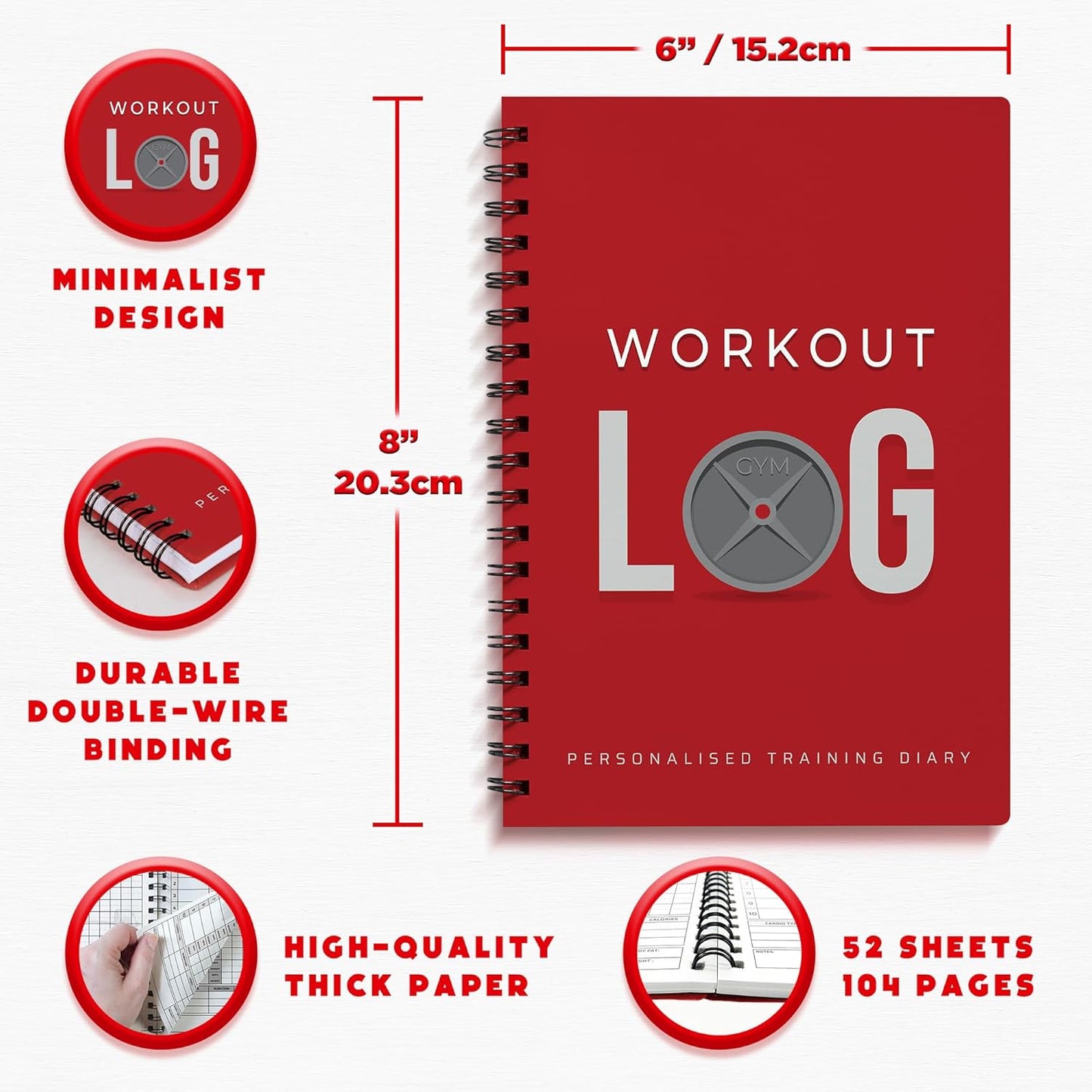 Workout Planner for Daily Fitness Tracking & Goals Setting - A5 Size, 6” x 8”, Charcoal Gray - Men & Women Personal Home & Gym Training Diary - Log Book Journal - by Workout Log Gym