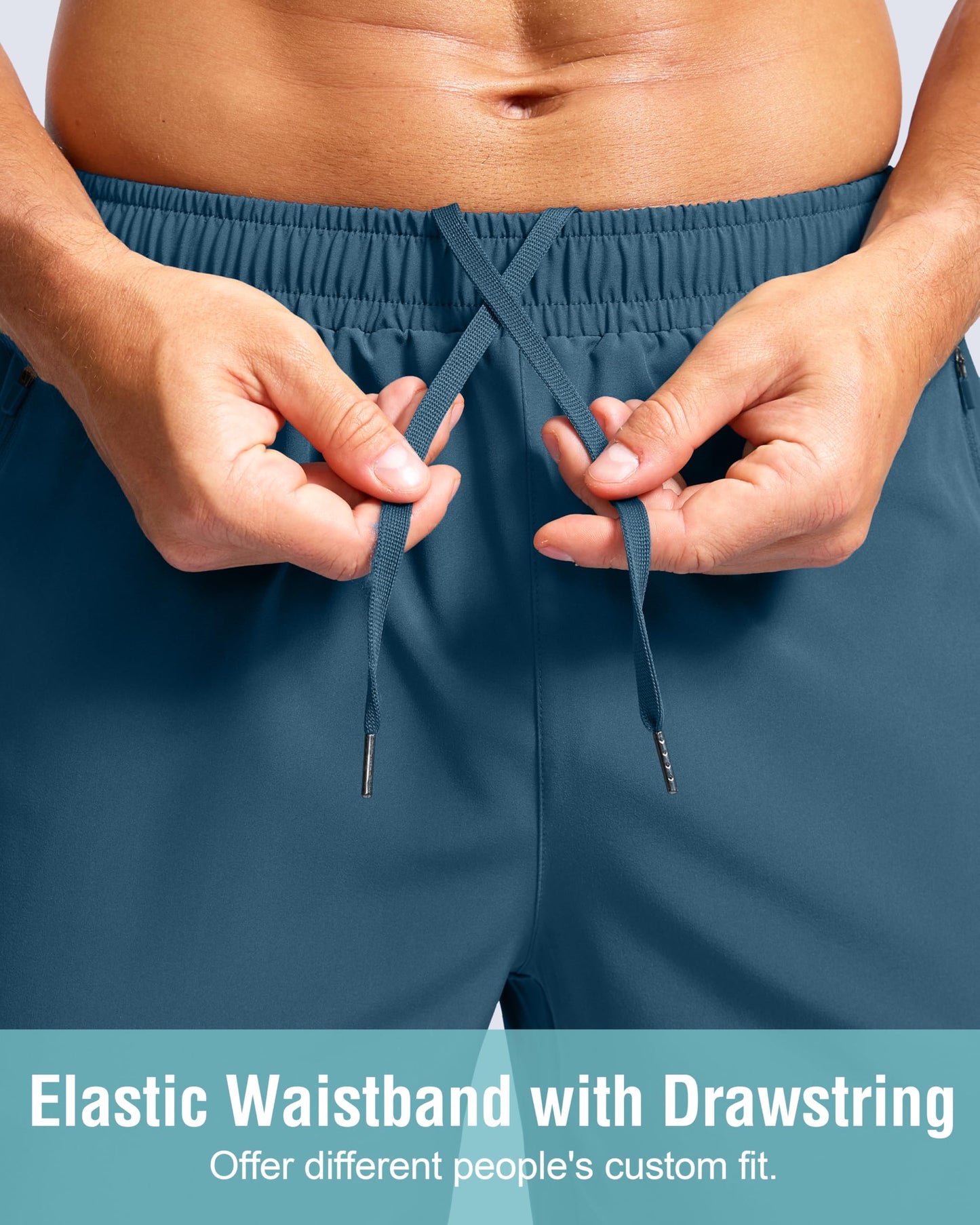 G Gradual Men's Athletic Running Shorts with Zipper Pockets Quick Dry 7"/ 5"/ 9" Workout Gym Shorts for Basketball Hiking(Dusty Blue,9S)