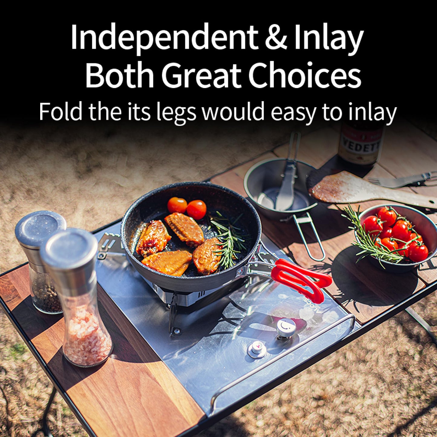 ALOCS Camping Stove, 5500KW Portable Stove with Adjustable Burners, Foldable Table IGT Stove, Gas Camp Stove Propane Burners for Outdoor Cooking,Hiking, Camping, Emergency