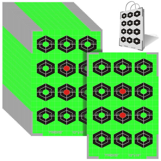 12x18 inch Fluorescent Green Diamond Grid Targets with White Grid Lines,High Contrast, NonReflective Surface, Includes Carrying Bag, 25 Sheets,Ideal for Handguns, Rifles, Airguns, BB Guns