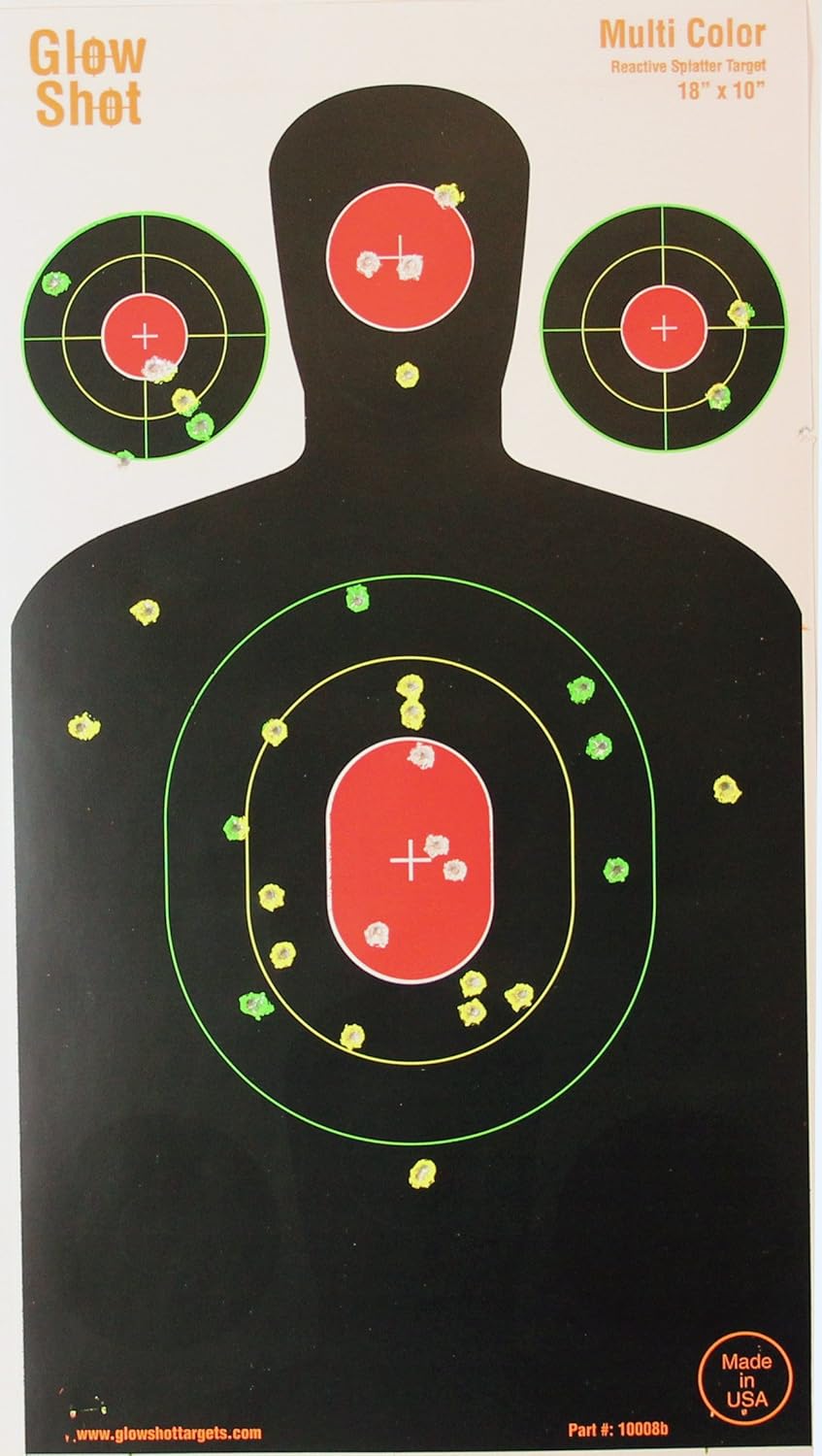 GlowShot Multi-Color Silhouette Splatter Target - 18" x 10" for Instant Hit Visibility