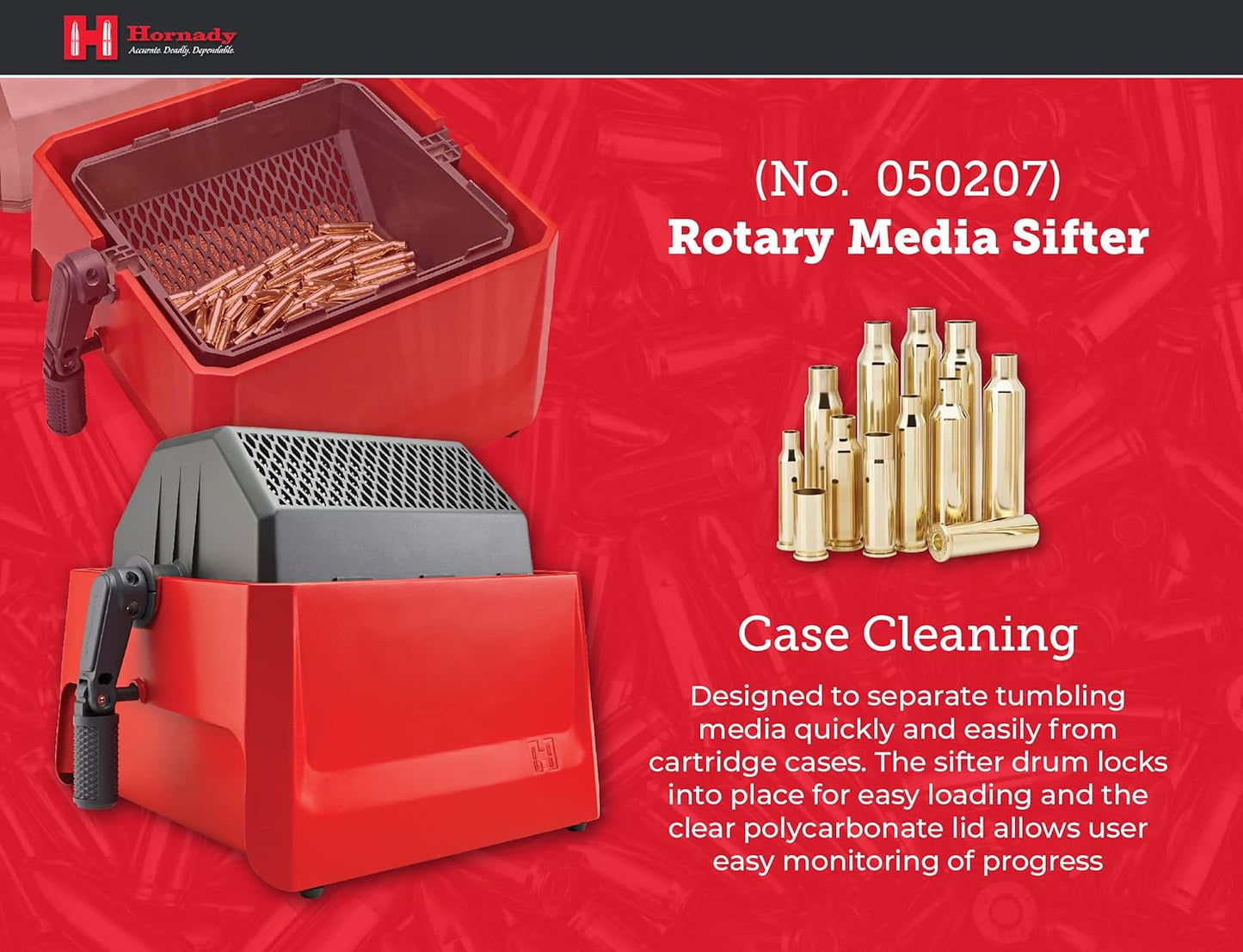 Hornady Rotary Media Sifter 050207 - Efficiently Separate Tumbling Media from Cartridge Cases with Clear Lid & Locking Pin