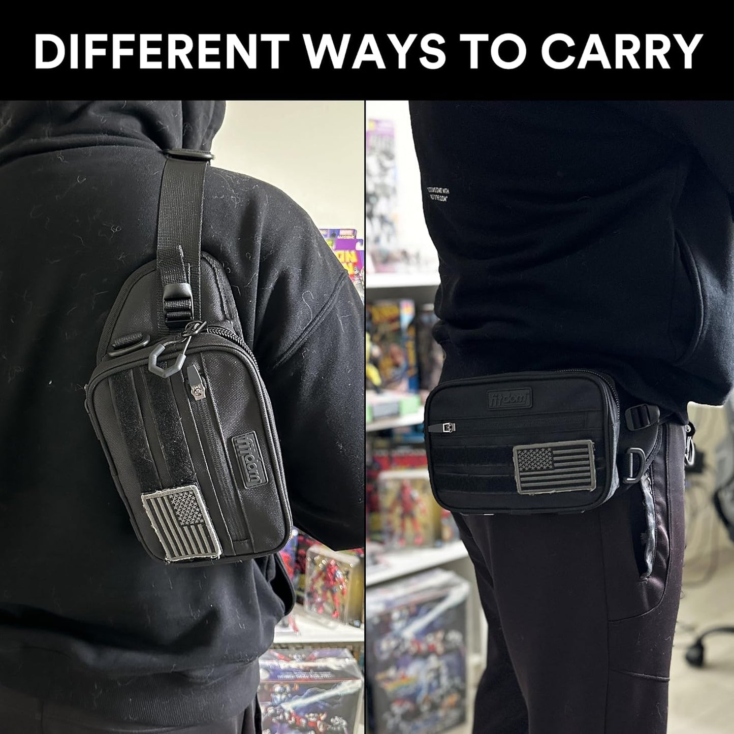 Fitdom Tactical Inspired Large Fanny Pack For Men. Perfect Techwear Accessories EDC Bag For Men. Multi-Functional Waist Pack