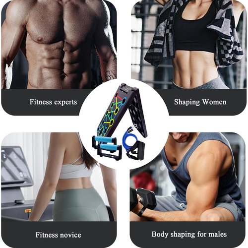 Captain Joseph Push Up Board - For Men and Women - 4 in 1 - Premium At Home Workout Equipment, Portable Gym, Calisthenics Equipment for Home - Includes Free Resistance Bands for Enhanced Workouts