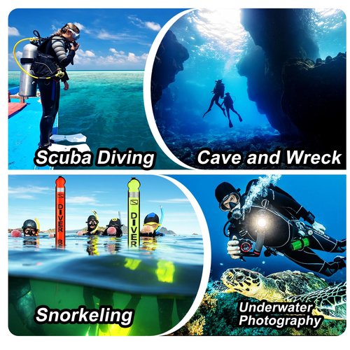 Surface Marker Buoy Scuba with Reel, 5ft High Visibility Diving Open Bottom Signal Tube Safety Sausage with Pouch Bag, 100ft ABS Dive Reel and Steel Double-Ended Bolt Snap (Hi-Vi Red)