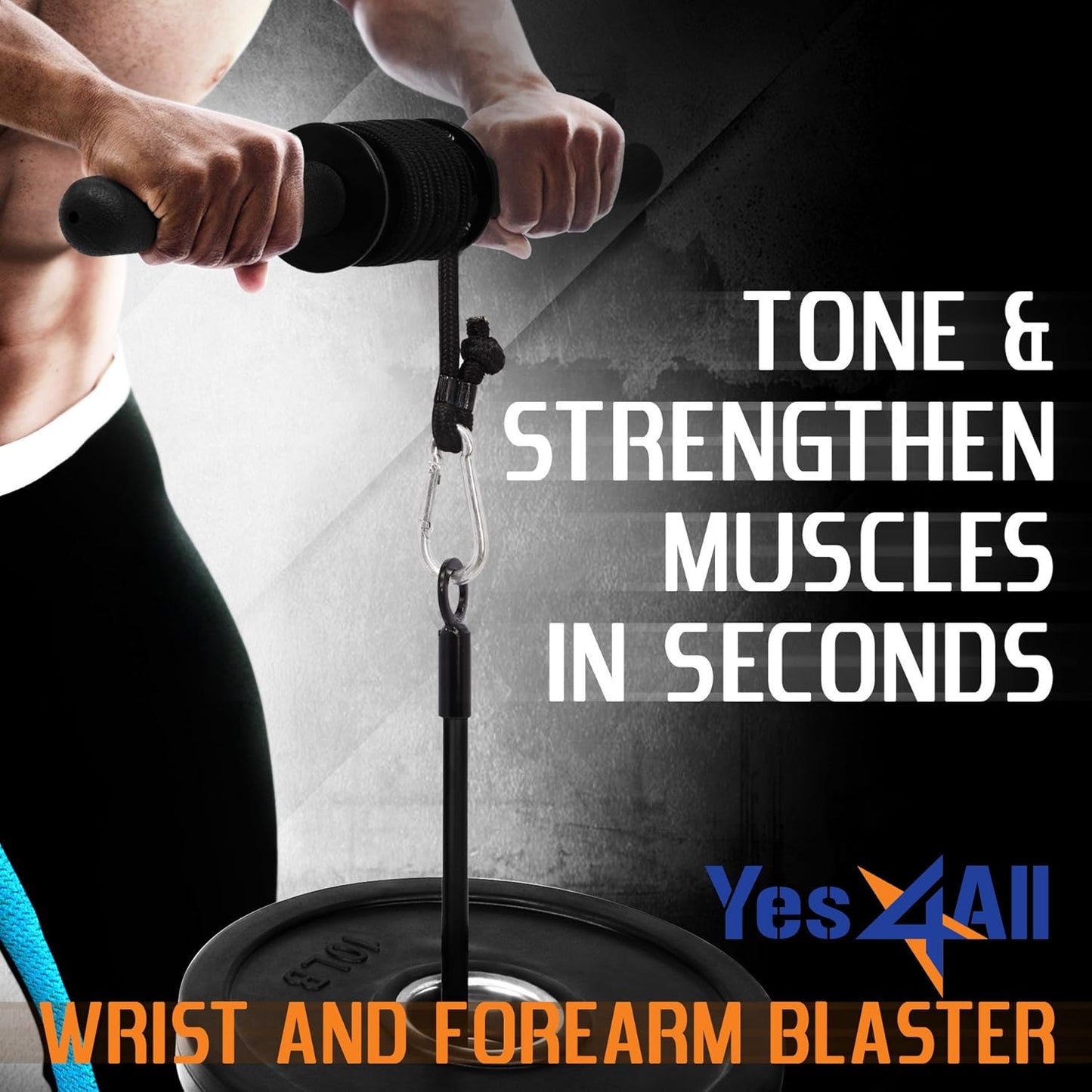 Wrist and Forearm Blaster - Adjustable Roller for Strength Training & Workouts - Fits 1” & 2” Weight Plates