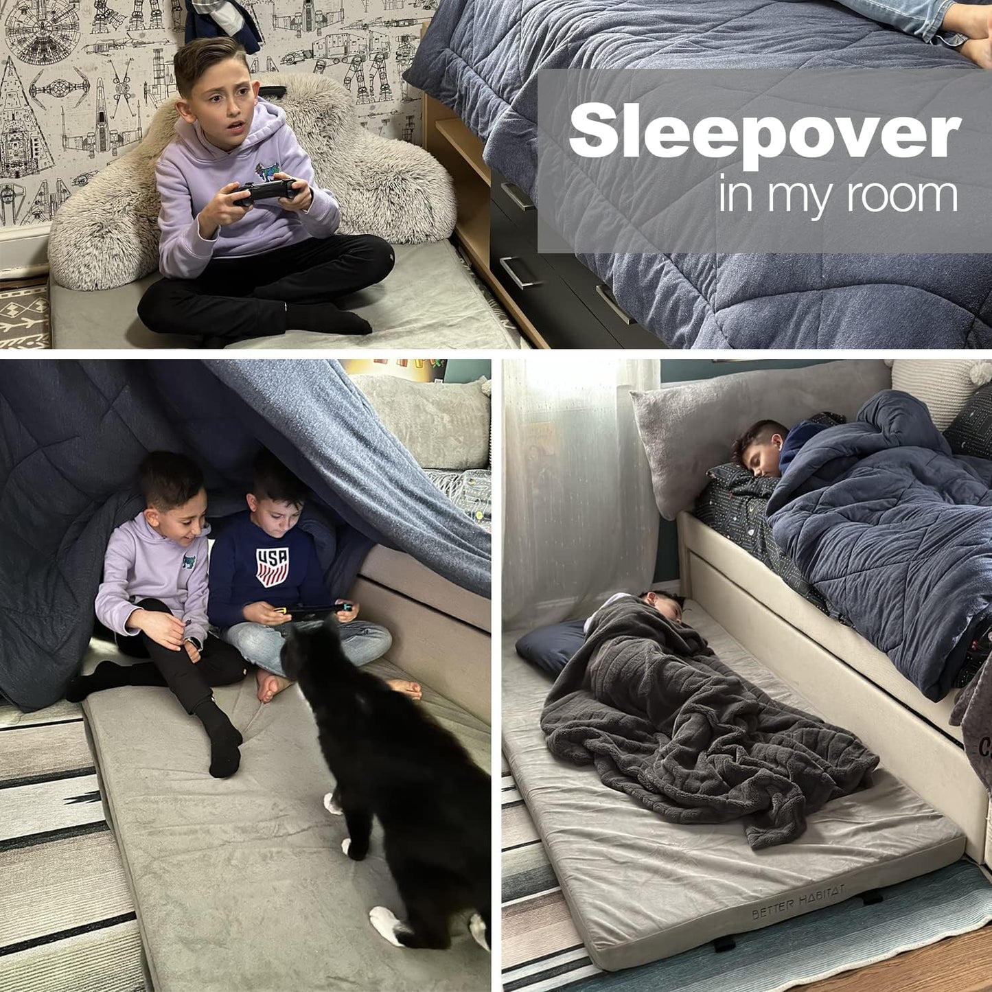 SleepReady Portable Floor Mattress & Guest Bed | 3" CertiPUR-US Memory Foam | Roll out in seconds | Twin, Single, Kid | Guest, Car, Camping, Dorm, Travel Essentials | Waterproof | 1 yr warr