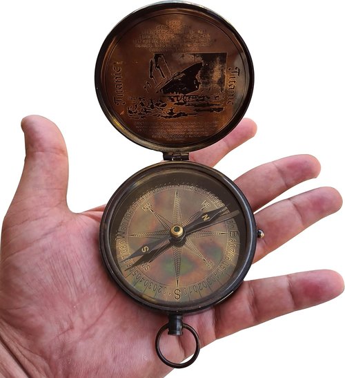 Collectibles Buy Authentic Antique Lid Titanic Compass Brass Finish Directional Magnetic Compass Vintage Nautical Sailor Article - Maritime Magnetic Gift