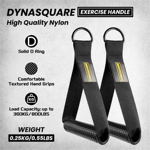 DYNASQUARE Tricep Press Down Cable Machine Attachment, Heavy Duty Solid Steel LAT Pulldown Attachments, Home Gym Accessories, Double D Handle, V-Shaped Bar, Tricep Rope, Exercise Handles