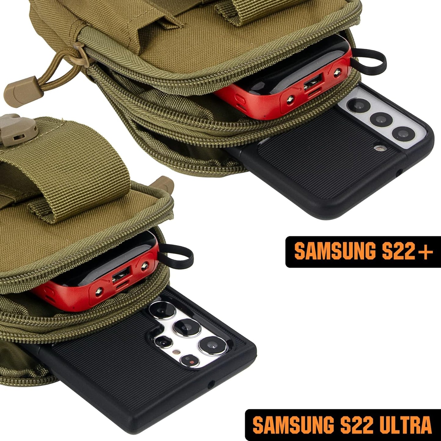 IronSeals Tactical Molle Pouch Compact Utility Waist Bag Phone Holster Holder for 4.7"-6.9" iPhone 15 Pro Max/15 Pro/14 Plus/14 Pro Max/14/13 Pro Max/13 Pro/12 Pro Max/11 Pro Max