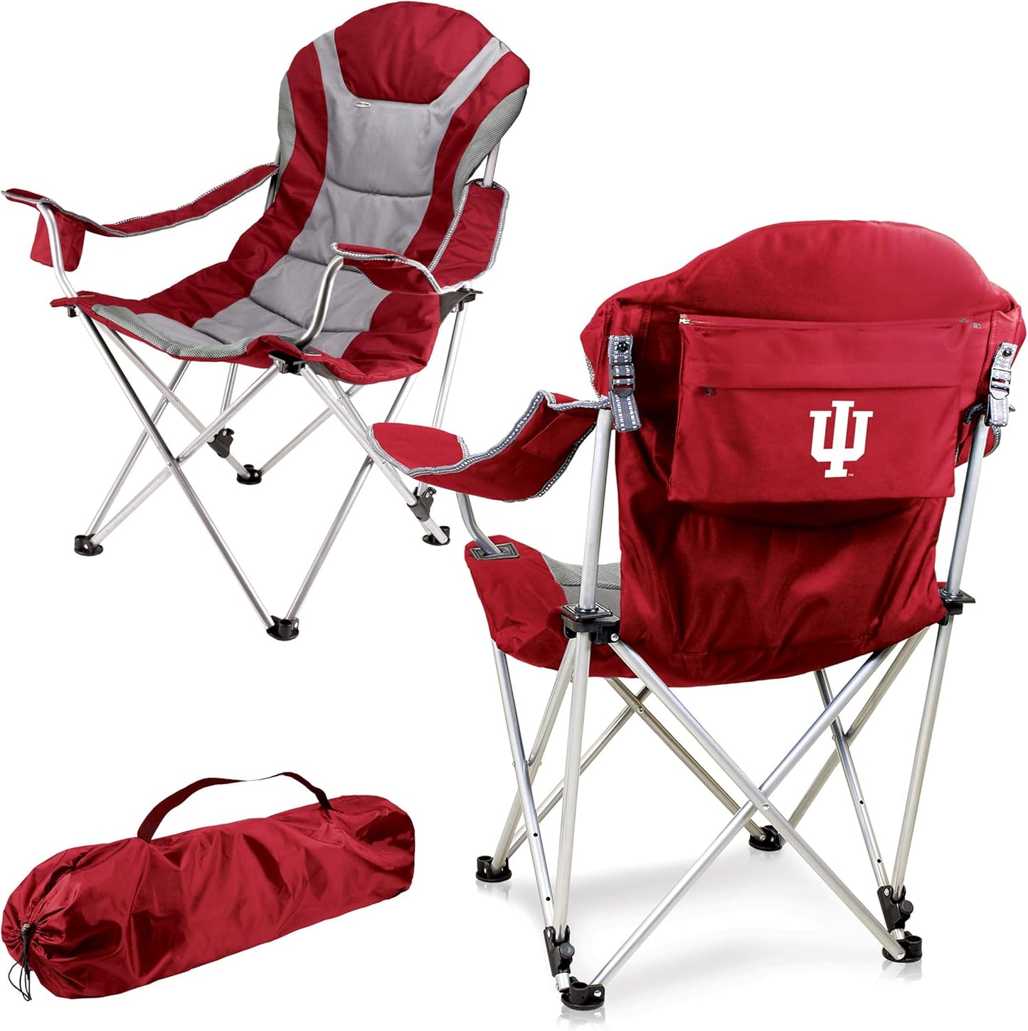 PICNIC TIME NCAA Arkansas Razorbacks Reclining Camp Chair - Beach Chair for Adults - Sports Chair with Carry Bag